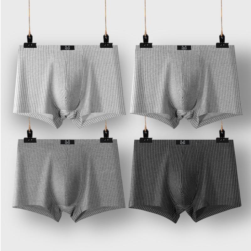 4pcs Men's Underwear Flat Leg Pants Mid Waist Plus Size Four Corner Pants Breathable Linear Shorts Boxer Brief