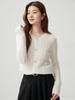 Women's Round Neck Button-Up Cardigan: 75% Cashmere, 25% Mulberry Silk, Cable Knit, Long Sleeve Sweater Coat