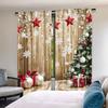 Rustic Christmas Curtains Snow Tree Gifts Party Decoration Suitable Bedroom Living Room Dining Set Of 2 Made Polyester Sitting Decor