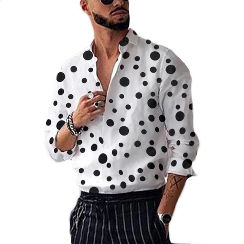 Men's Shirts Spring and Autumn Fashion Polka Dot Printing Long-sleeved Shirts Casual All-match Long-sleeved Shirts for Men