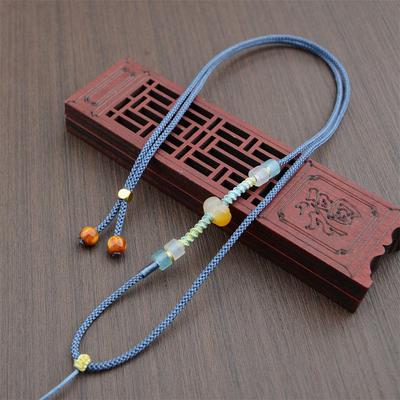 Hand-Woven Macrame Necklace with Aventurine Crystal and Pumpkin Jade Pendant