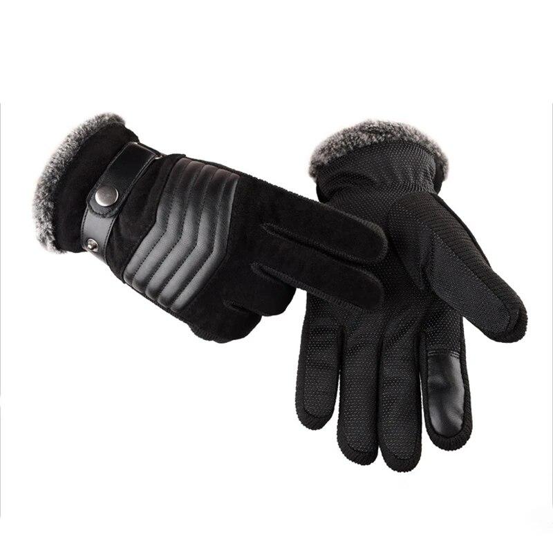 Winterhandschuhe für Herren, Touchscreen, warme Freizeithandschuhe, Fäustlinge für Herren, Outdoor-Sport, Vollfinger-Einfarbig