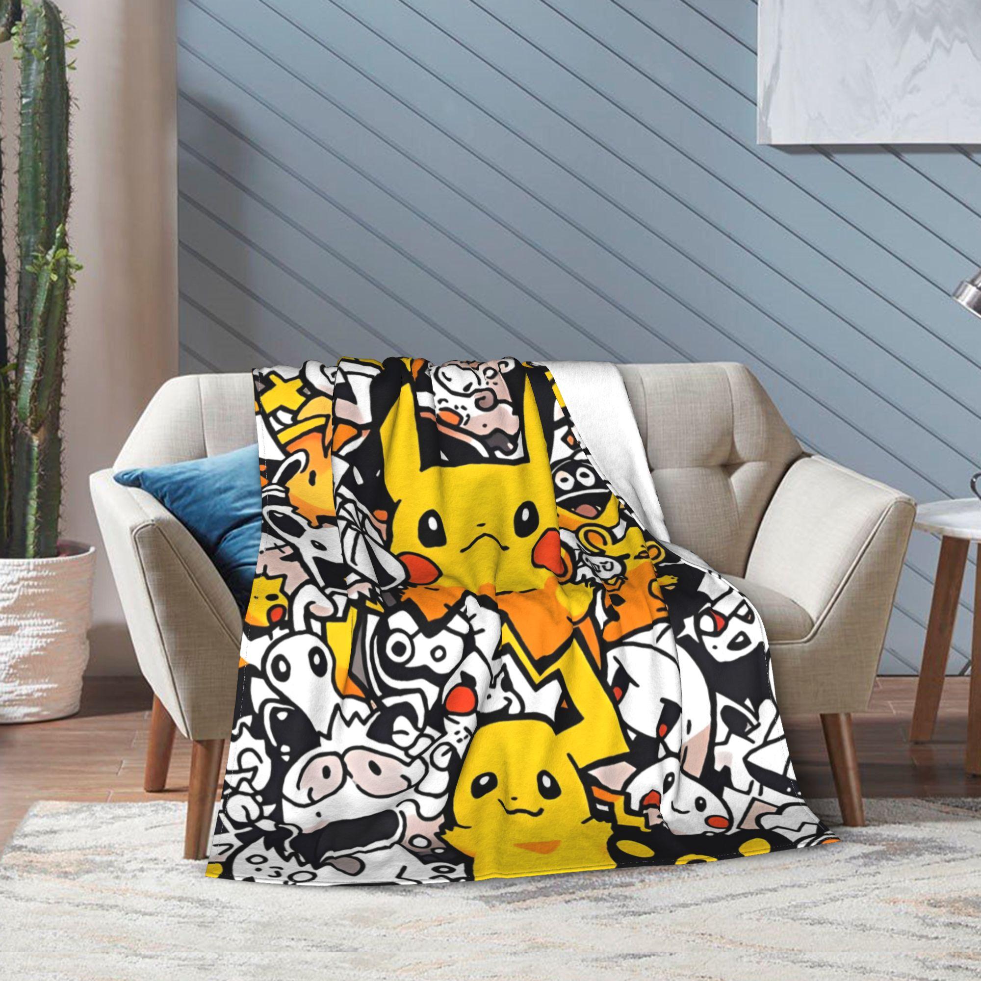 RIPSuper Soft Cartoon Pikachus Throw Blanket Premium Flannel Fleece Lightweight Bed Blanket Cozy Fluffy Bedspread All Season UseR-I-P 75x100cm