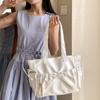 Sweet Ballet Style Girl Tote Ruched Bow Chic Student Preppy Style Shoulder Bag Large Capacity Cute Elegant Handbag