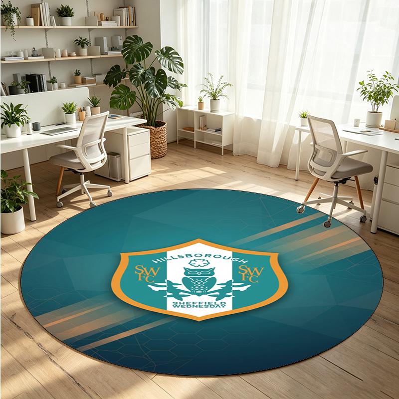 Sheffield Wednesday Printed Round Crystal Velvet Rug Soft Non Slip Floor Carpet For Bedroom Holiday Gift