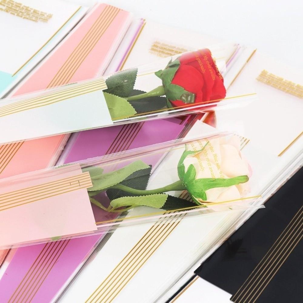 50pcs New Transparent Flower Wrapping Bag Single Flower Plastic Rose Bouquet Bag Flower Wrapping Single Flower Bag Wedding