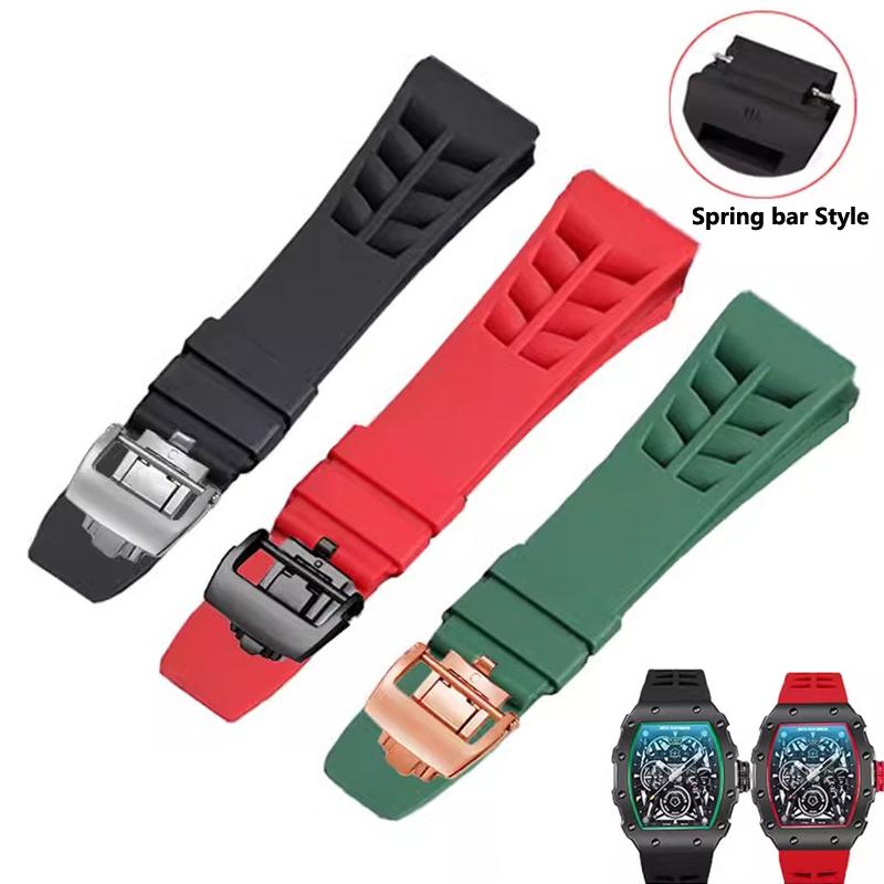 Soft Silicone Strap For Richard Mille RM53/055/011/050 Men Waterproof and Sweat Proof Rubber Bracelet 25mm Watch Accessories