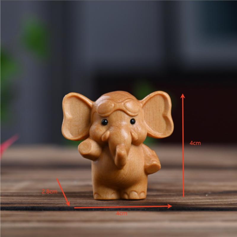 1Pc Wooden Elephant Figurine Ornaments Handcrafted Indoor/Outdoor Decor Model For Christmas Diwali New Year Celebration