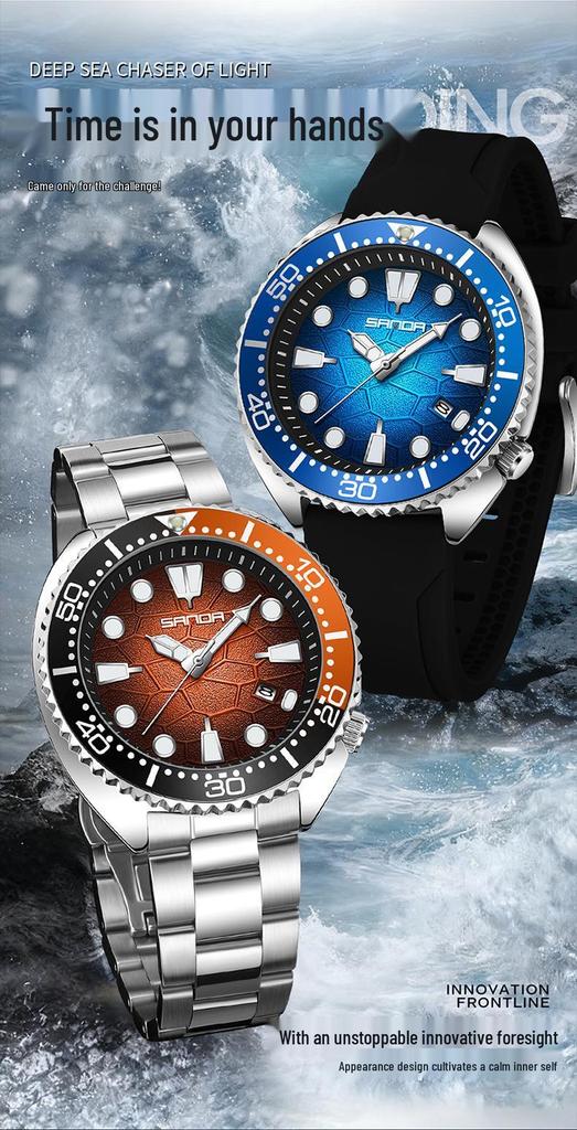 Sanda Men's Quartz Wristwatch with Rotating Bezel and Lava Dial – Fashionable Business Accessory