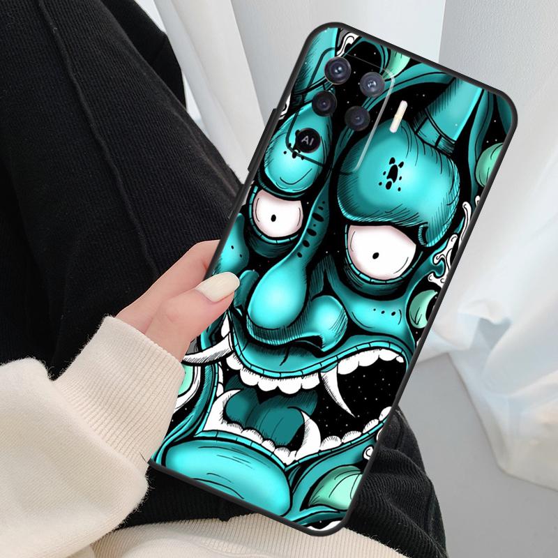 Japanese Oni Hannya Demon Mask Case For Oppo A40 A60 A80 A5 Pro A15 A16 A17 A57 A77 A94 A74 A54 A76 A96 A18 A38 A58 A78 A98