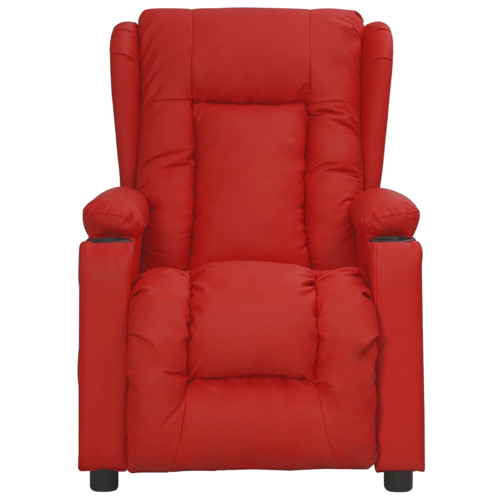 Recliner Chair Burgundy Synthetic Leather