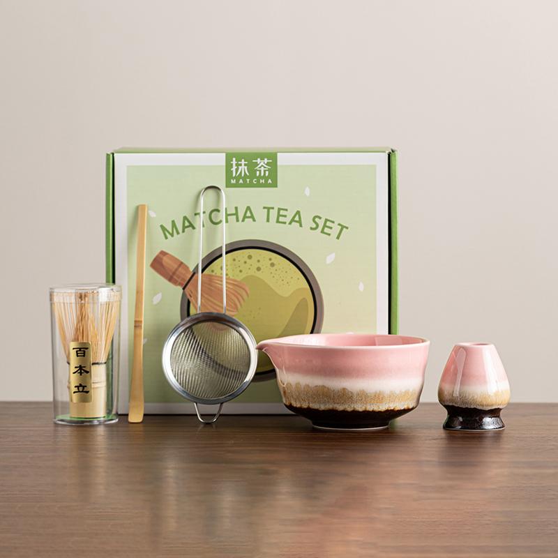 5Pcs Japanese Matcha Tea Set with Matcha Bowl Bamboo Whisk And Scoop Traditional Tea Making Kit Gift Box