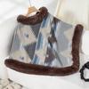 Women's Autumn and Winter Large-size Jacket Fur Collar Geometric Pattern Cape Shawl Sweater Jacket 6 Colors
