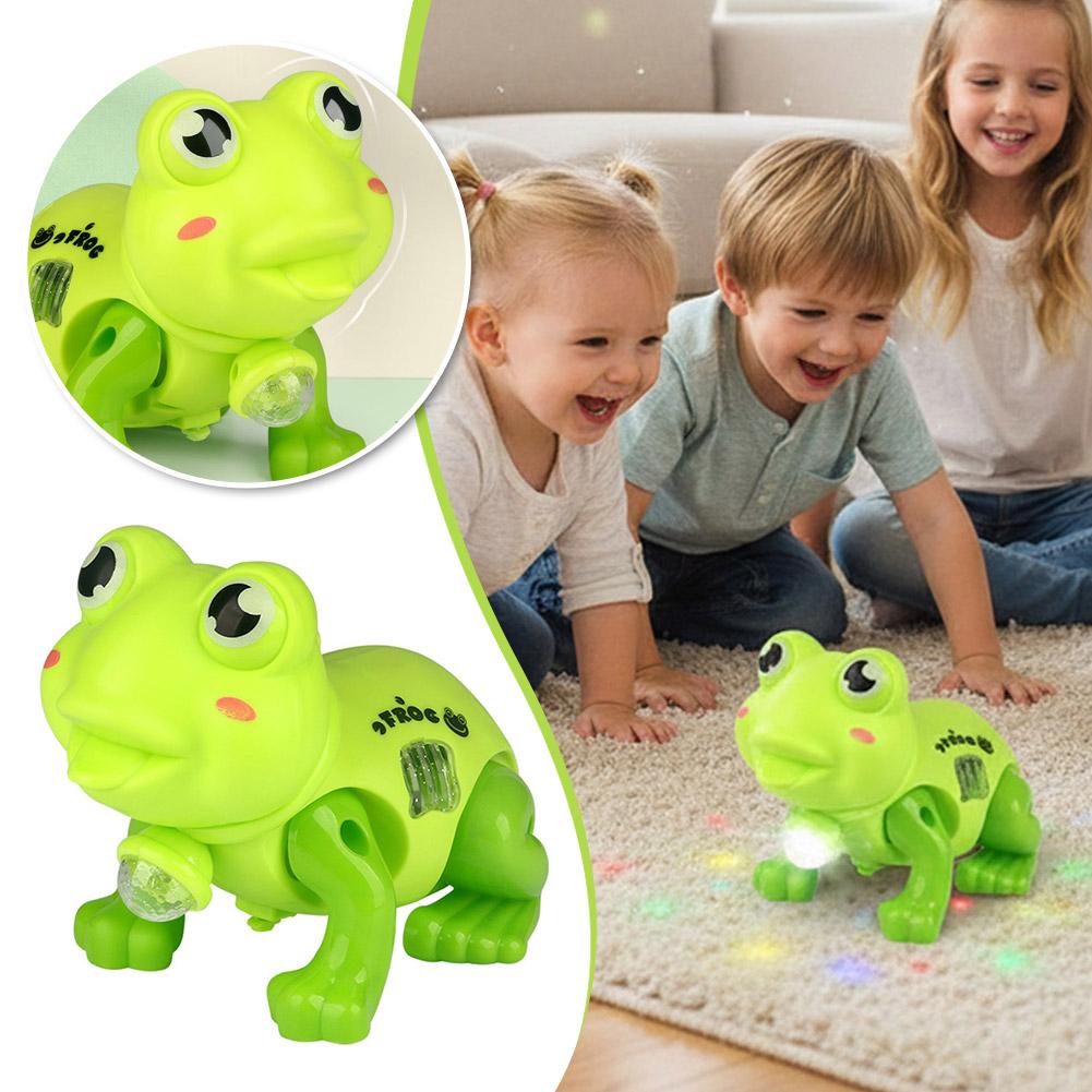 Electric Jumping Frog Toy Pull Along Walking Frog with Light Music Toddler Interactive Educational Toy