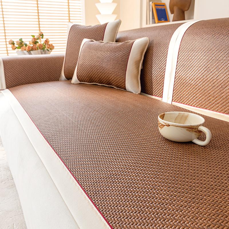 

24 Years Summer New Chinese Rattan Mat Sofa Cushion Ice Silk Mat Cool Cushion Summer Cool Solid Wood Sofa Cover Seat Cushion 70*70cm