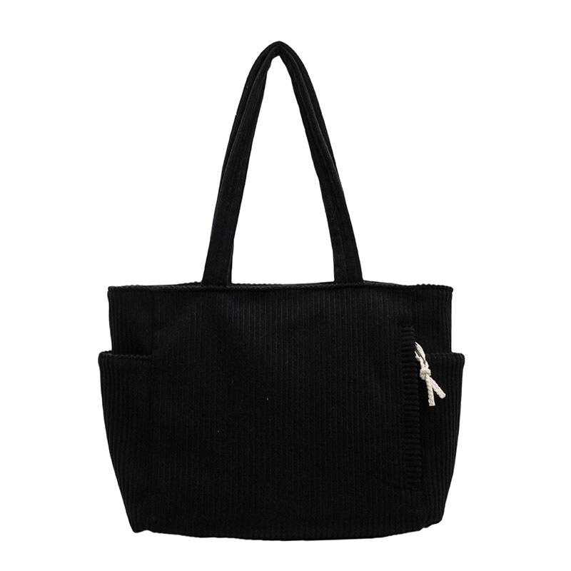 Today's popular retro corduroy shoulder bag fashionable large-capacity student class bag women's simple solid color tote bag