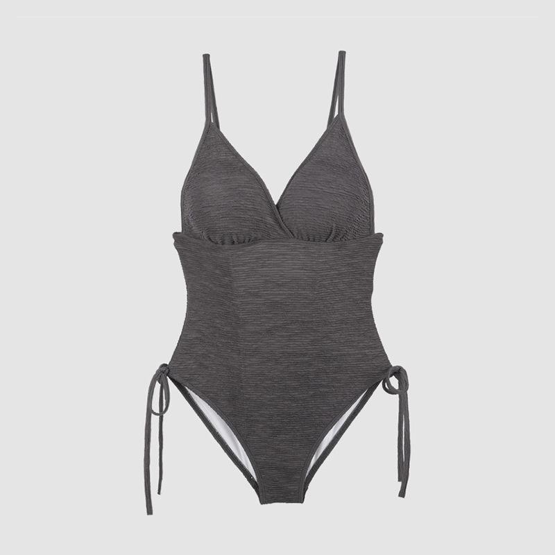 

Однотонное бикини халтер с V-образным вырезом в корейском стиле - Сексуальный и сдержанный купальник для отпуска Extra Large чёрный