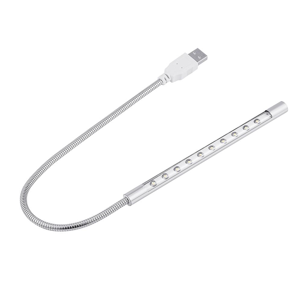 Portable Stylish High Brightness USB 10Pcs LED Lamp Blubs Light for PC  Laptop Silver