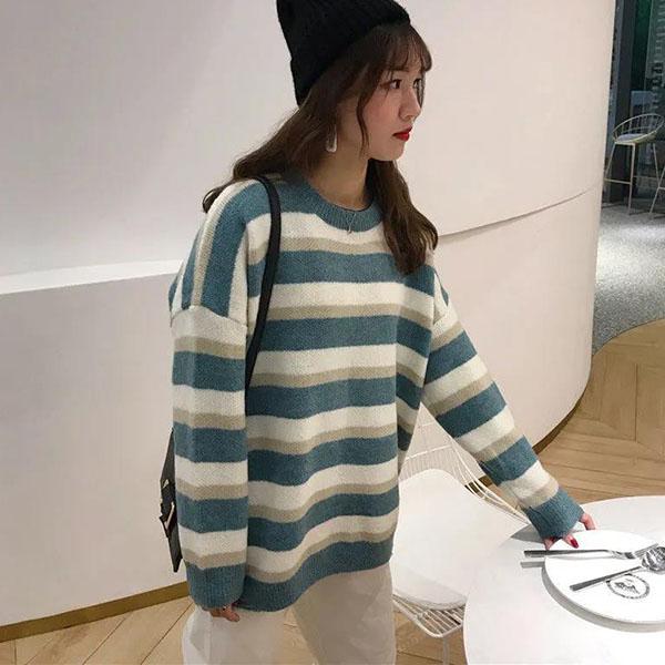 WTEMPO Women Large Size O-Neck Sweaters Loose Autumn Winter Versatile Long Sleeve Short Knitted Pullover Casual Bottoming Sweaters