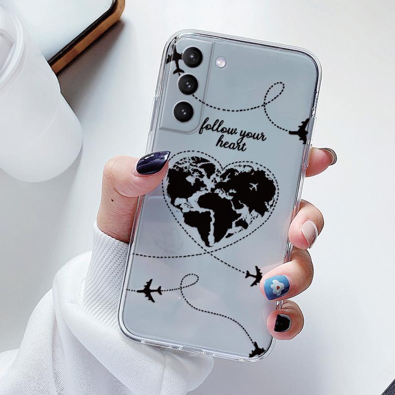 Transparent Case For Samsung Galaxy S23 S 23 Ultra S23 Plus Cover Cartoon Flowers Soft TPU Shockproof Funda For Samsung S24+ Bag