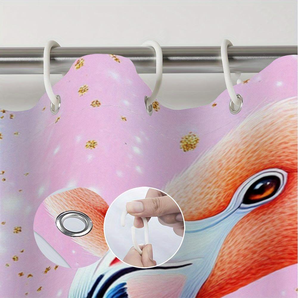 Colorful Flamingo Shower Curtain Pink With Orange Feather Bathroom Decoration With 12 Hooks, Machine Washable Shower Curtain