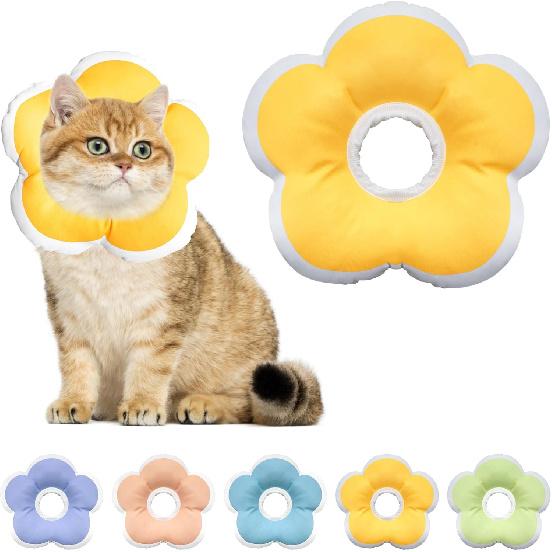 Cat Cone Collar Soft, Waterproof Cats Cones to Stop Licking After Surgery, Adjustable Soft Elizabeth Cats Collars for Wound Healing, Flower Shape Cat