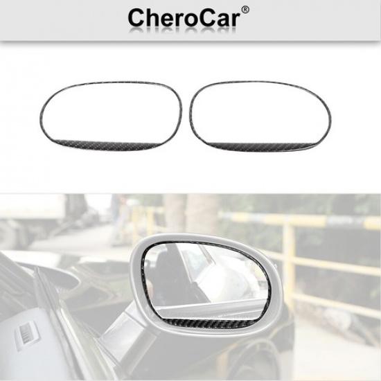 Rear View Mirror Frame Trim Sticker For Dodge Challenger 2009+ Soft Carbon Fiber