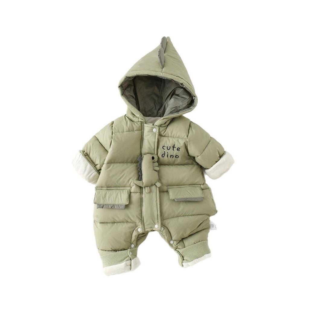 Thick Cotton Baby Jumpsuit - Warm Fleece Cartoon Winter Outfit for Boys & Girls