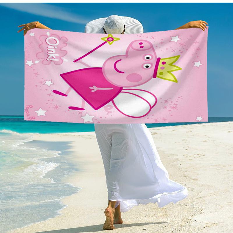 Ultra-Soft Beach Towel with Peppa Pig Theme,Ideal for Pool - Camping, Diving - Perfect Travel Essential, Vibrant Beach Towel.