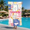 Pink Orange Ibiza Summer Collage Beach Towel Multiple Sizes For Fashion Women Mediterranean Holiday Swim Towel