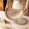 Boho Round Placemat 15 Inch Farmhouse Woven Jute Fringe TableMats with Pompom Tassel Place Mat for Dining Room INS Table Decors