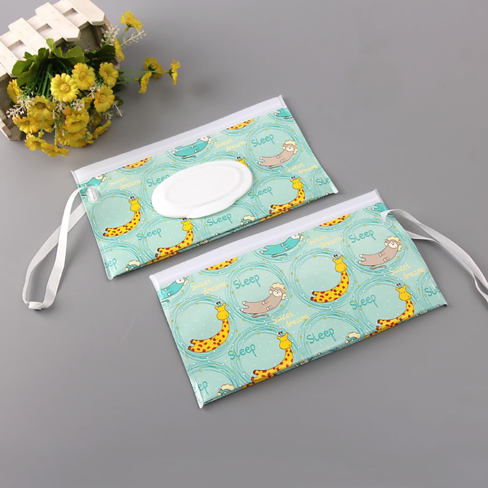 Value 4-Piece Set: Baby Wipe Pouch, Wet Tissue Case, Portable Pouch for Babies and Kids, Antibacterial, with Lid, Portable, Cute