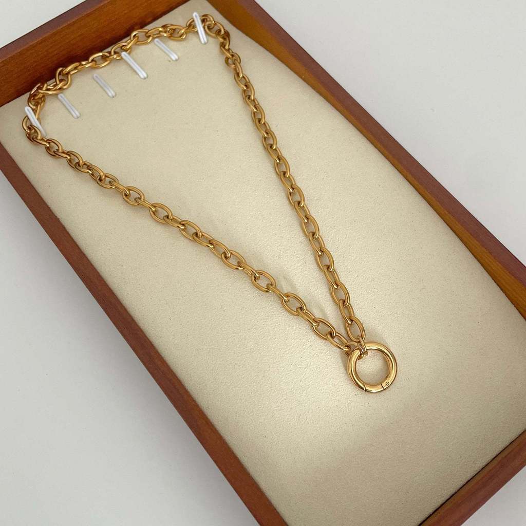 Stainless Steel Snake Chain Necklace With Gemstone Pendant For Women