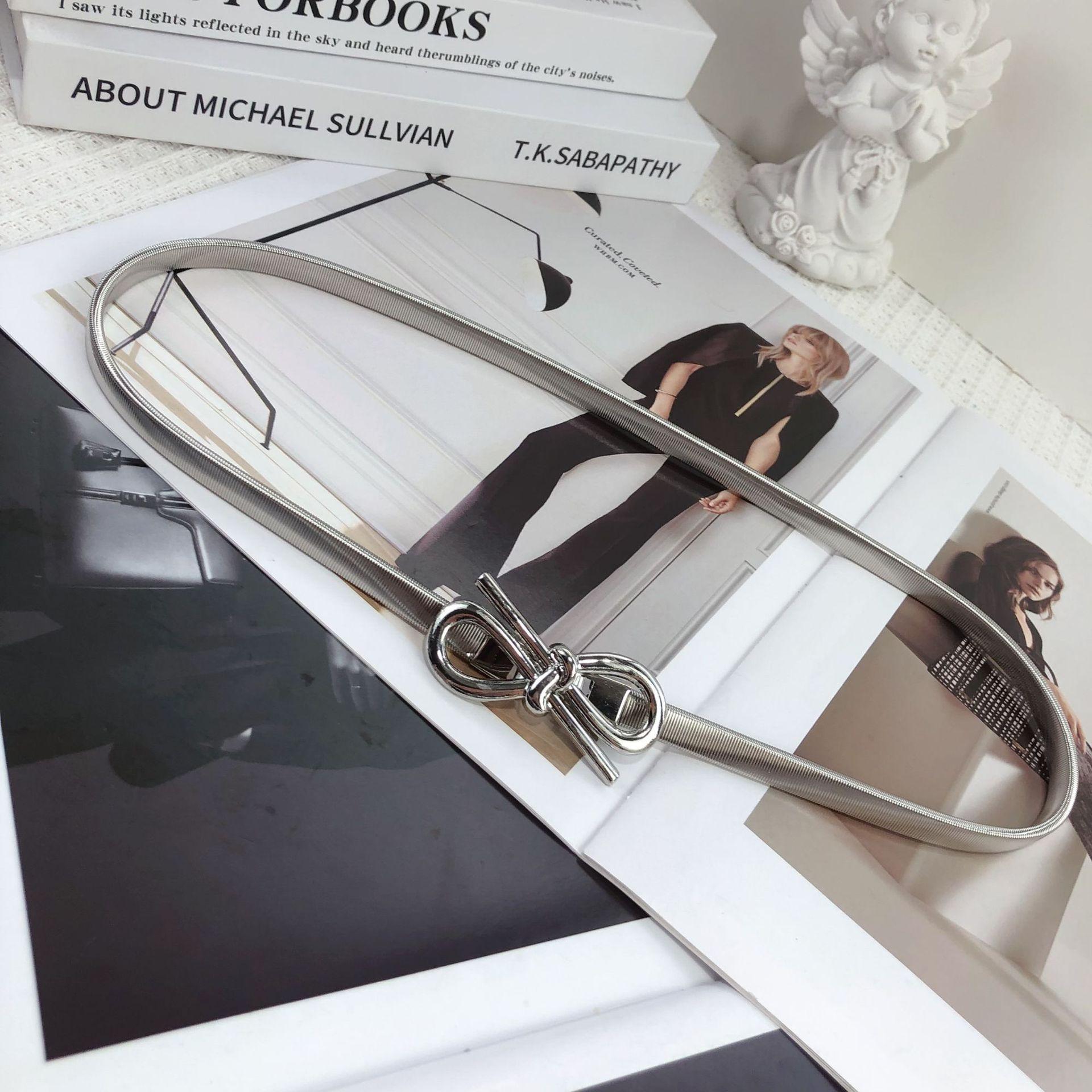 

Премиальный Эластичный Тонкий Пояс Женский Пояс-Цепочка на Резинке для Юбки Декоративное Платье Простой Металлический Пояс для Юбки серебряный