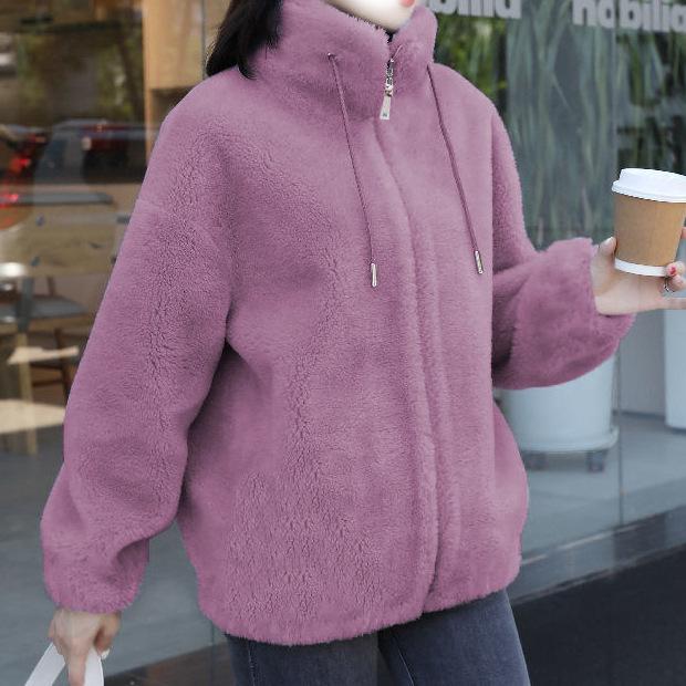 Jacket Women Autumn Winter Wear Double Face Fleece Warm Hoodie Women Cardigan Zipper Stand Collar Fleece Jacket Ladies
