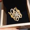 Flower Open Ring With Zirconia And 18k Gold Plating For Women Fashion Jewelry