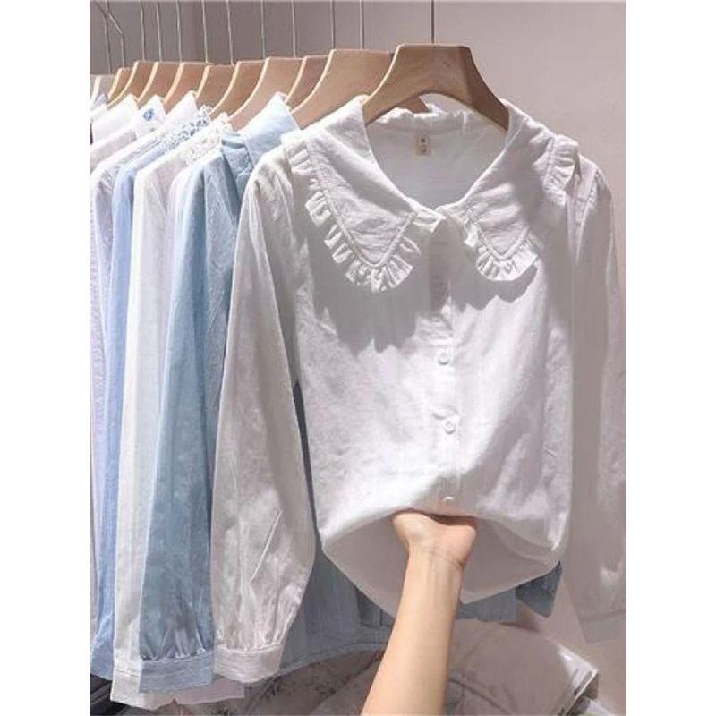 Lotus Leaf Edge Doll Collar Long Sleeve Shirt Ruffles Long Sleeves Shirt