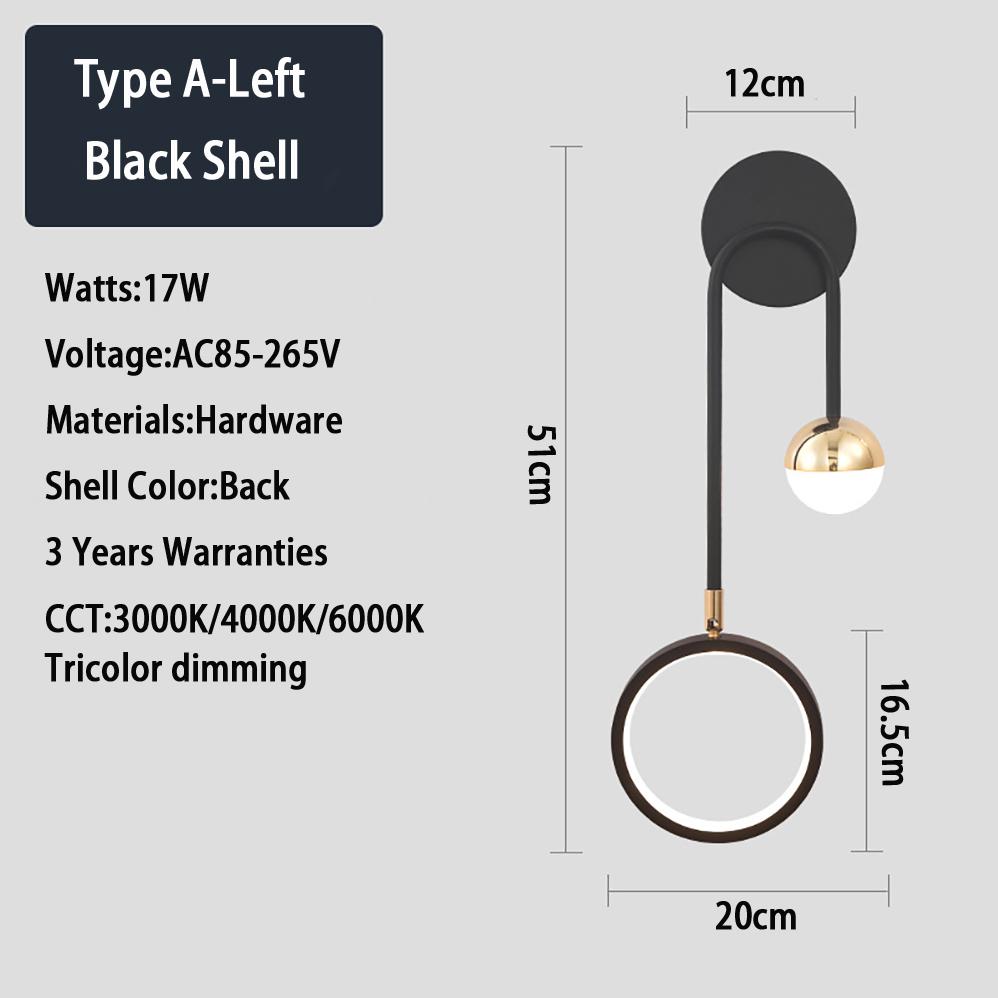 Indoor LED Wall Lamp AC85-265V 5 Types Black Golden Shell Modern Simplicity Indoor Wall Lamps with High Brightness LED Lighting