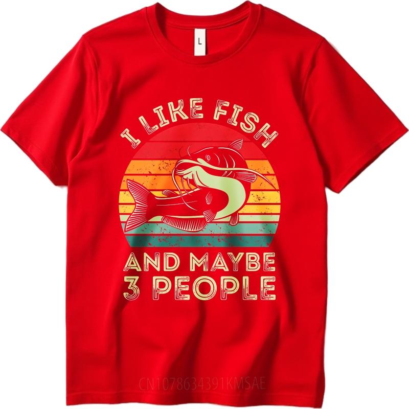 

Breathable For her O Neck tshirt Daily Wear I Like Fish And Maybe 3 People Stylish For Unisex tees summer teeshirt male tops S