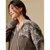 INMAN Damen Retro Jacquard V-Ausschnitt Drop Shoulder Pullover