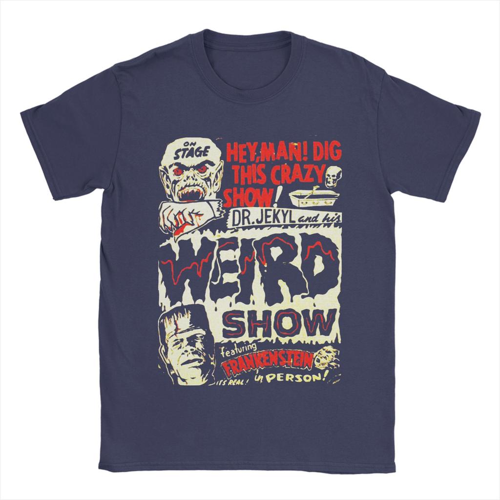 Vintage Dr. Jekyl und seine seltsame Show mit Frankenstein Horror Vintage T-Shirt Herren Baumwolle Rundhals Sommer Tops Shirts