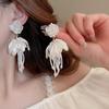 Sea Blue Cluster Silver Needle Flower Earrings: Summer Vacation Luxury
