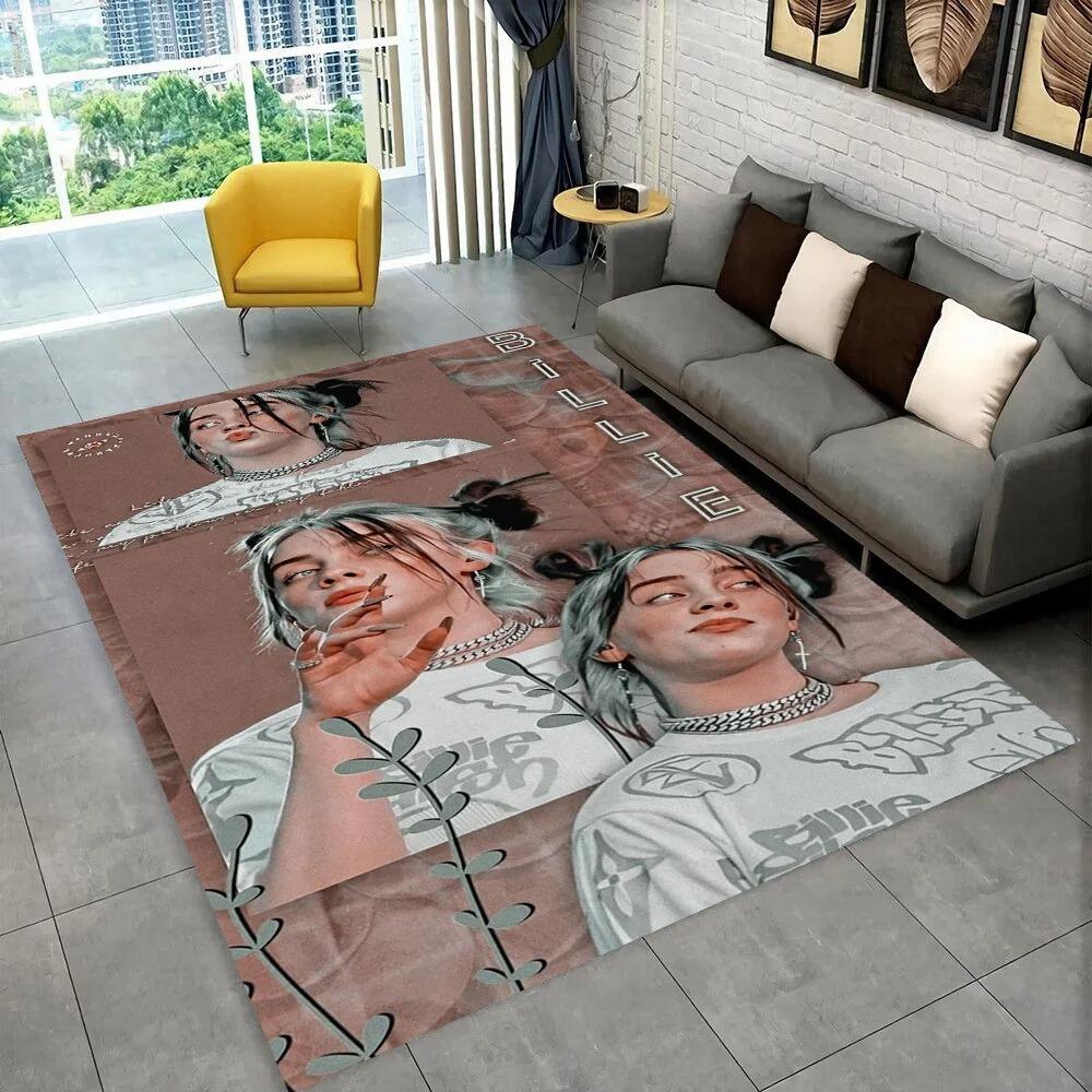 Tappeto Tappeto Stella Cantante Billie Eilish alla Moda per Sala Giochi Camera da Letto Soggiorno Divano Arredamento Casa Tappeto per Area Bambini Tappetino Antiscivolo