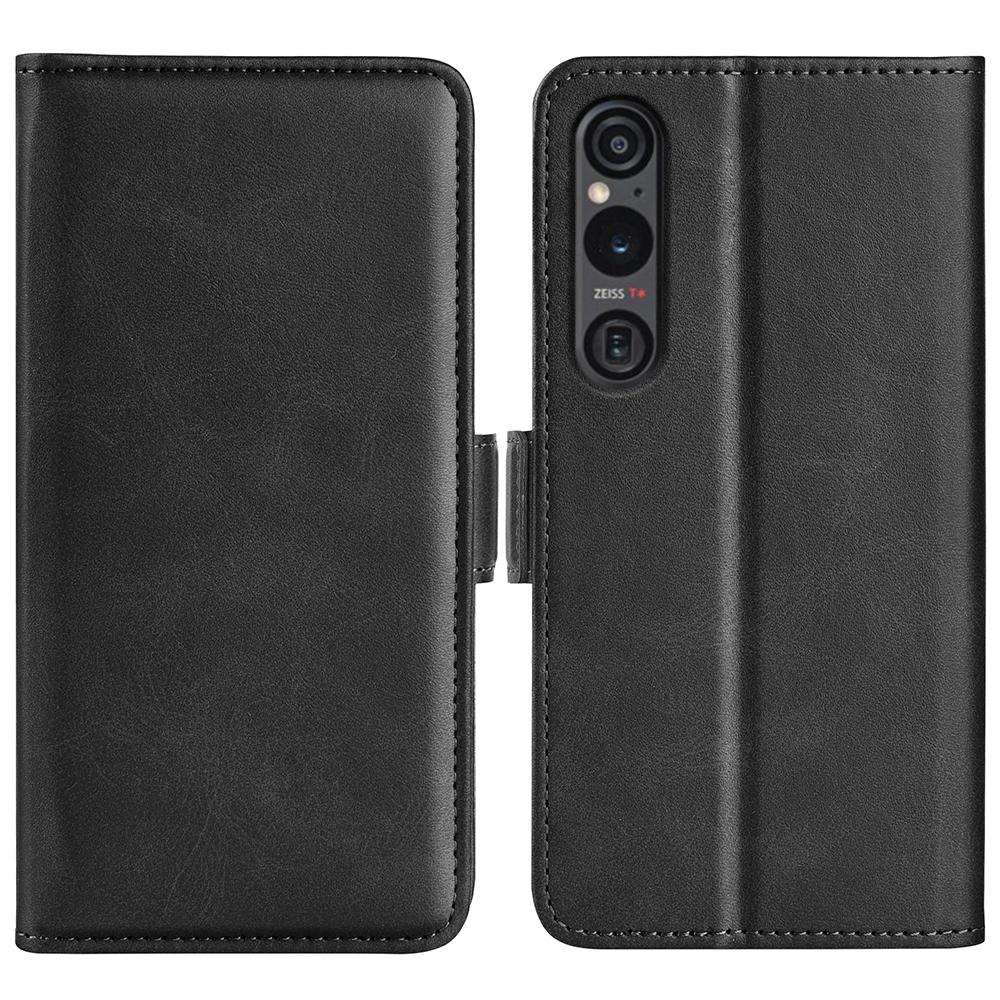

For Sony Xperia 1 VI Case Wallet Flip Folio Leather Cell Phone Cover Dual Magnetic Clasp Black