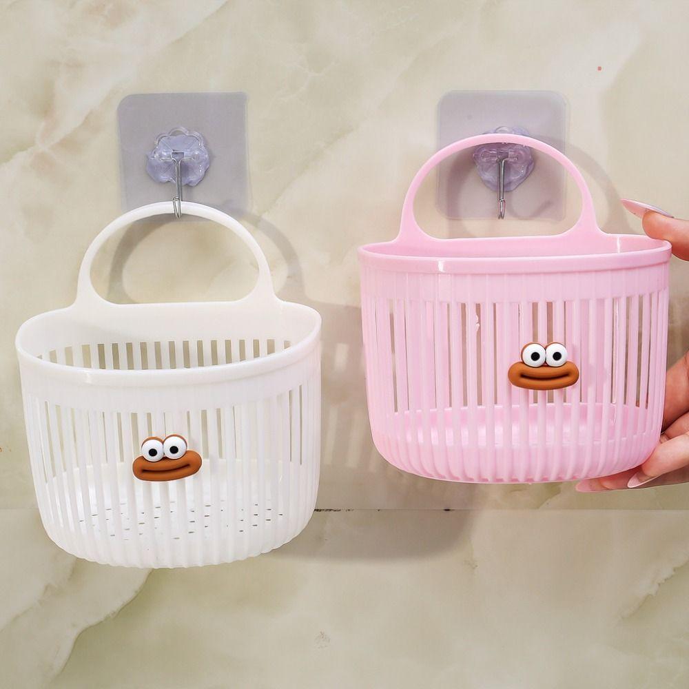 Cute Reusable Kitchen Hanging Baskets Wall-mounted Cartoon Storage Basket Sausage Mouth Space-Saving Organizer
