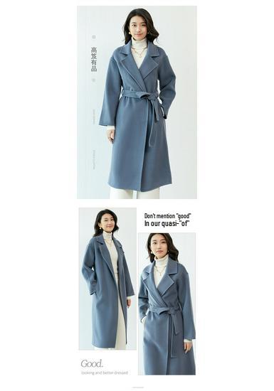 Jielan 2024 Autumn/Winter Women's Double-Sided 100% Wool Mid-Length Loose Coat