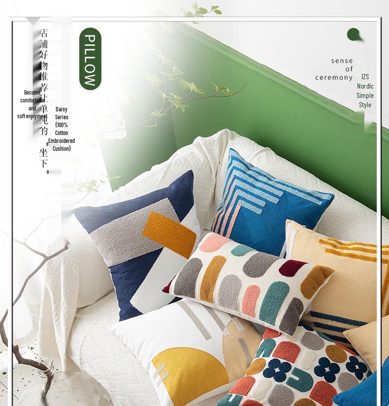 Stylish Embroidered Throw Pillow for Sofa & Car