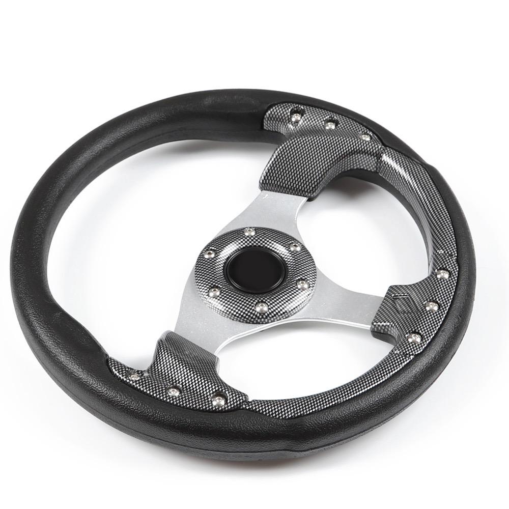 13 Inch 320mm PU PVC Classic Racing Game Drifting Sport Car Vintage Universal Car Refit Steering Wheel Black/Carbon Fibre Styl