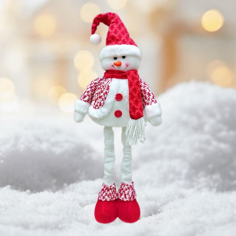 Telescopic Plush Christmas Ornaments: Snowman, Reindeer, Santa with Scarf