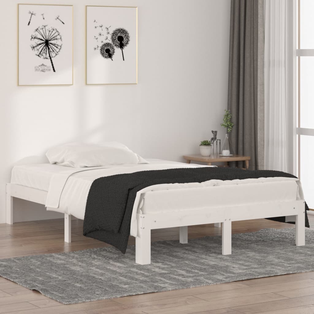 Solid Wood Bed White 120 X 190 Cm